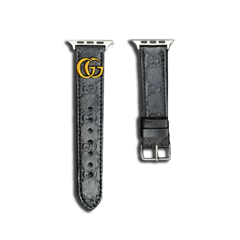 Leather GG Watch Band Black-YH24422
