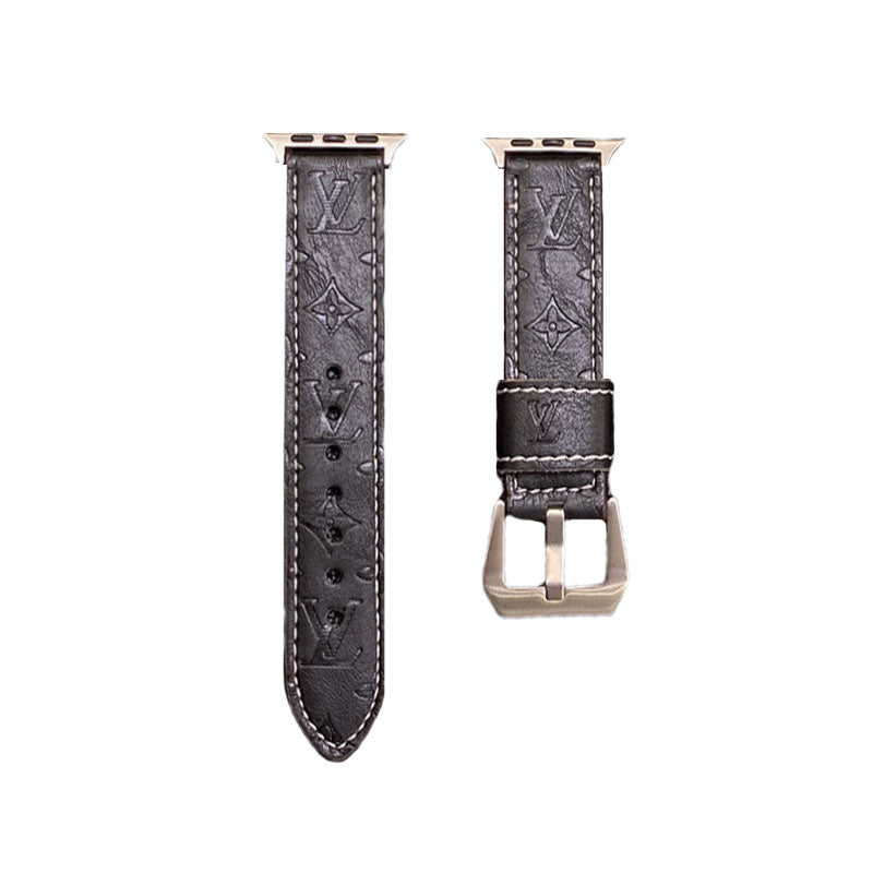 Leather Monogram Ap Watch Band Leather Brown-YH24422