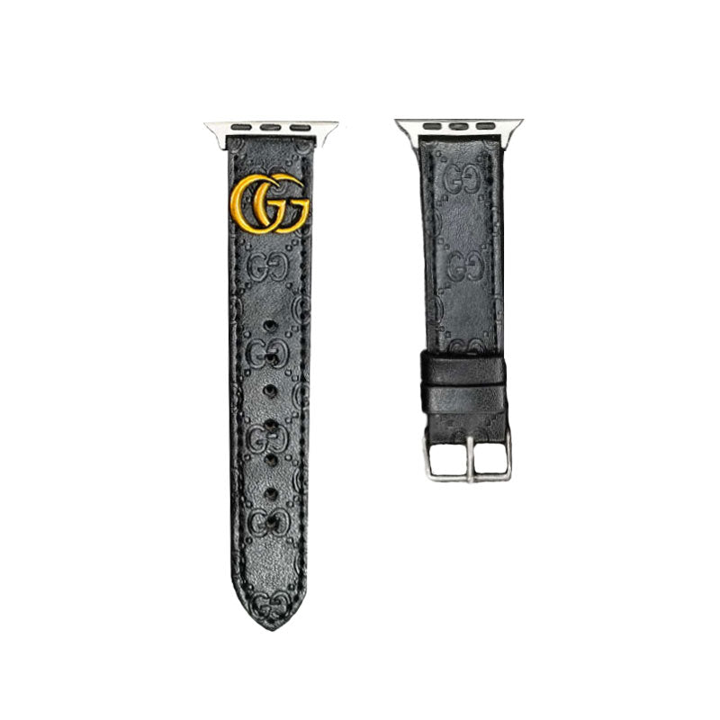 Leather GG Watch Band Black-YH24422