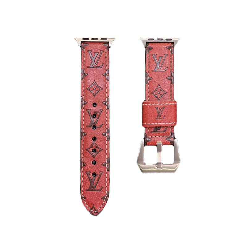 Leather Monogram Ap Watch Band Leather Brown-YH24422