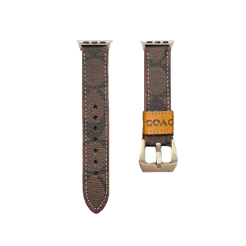 Leather Coach Watch Band Dark brown-YHK244221710