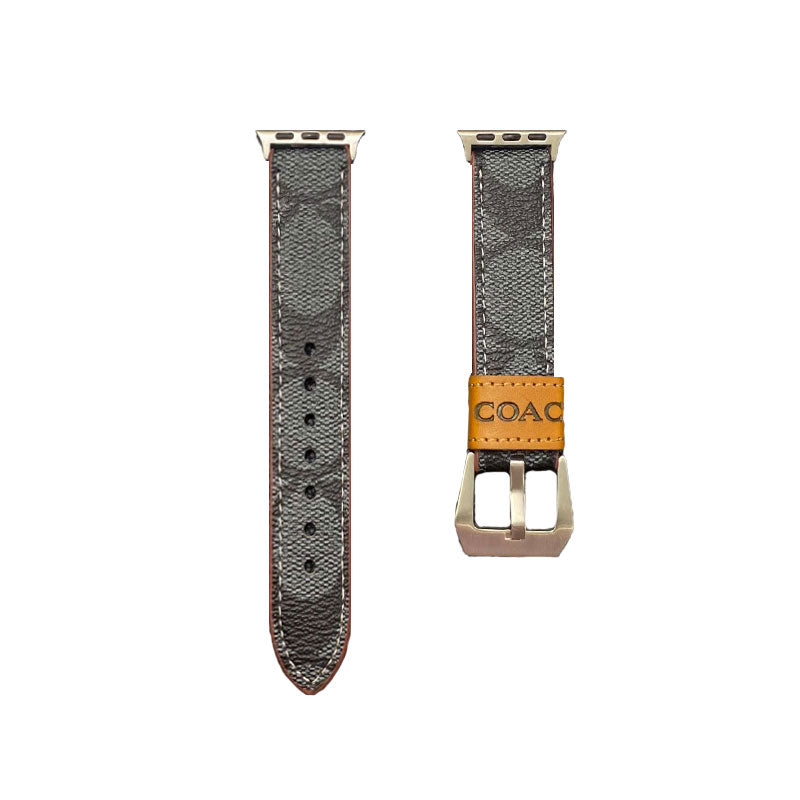 Leather Coach Watch Band Dark brown-YHK244221710