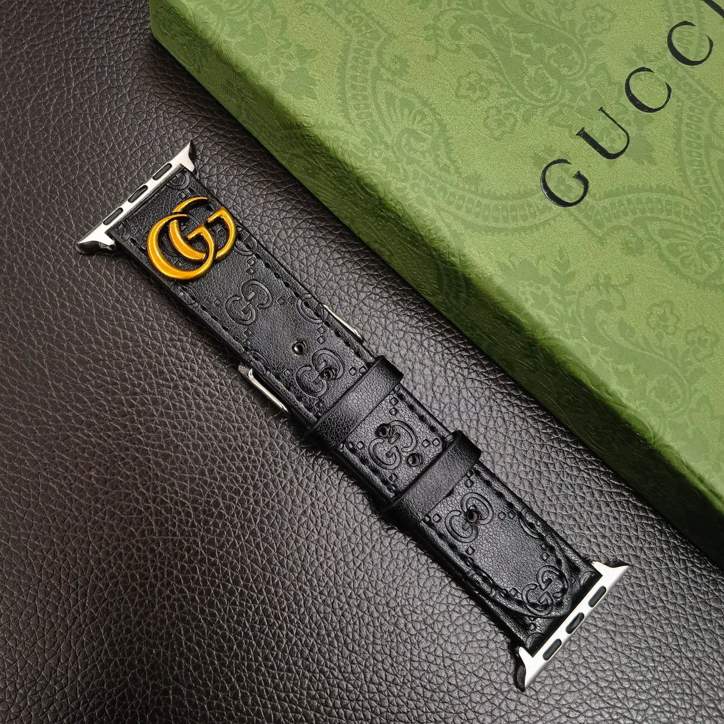 Leather GG Watch Band Black-YH24422