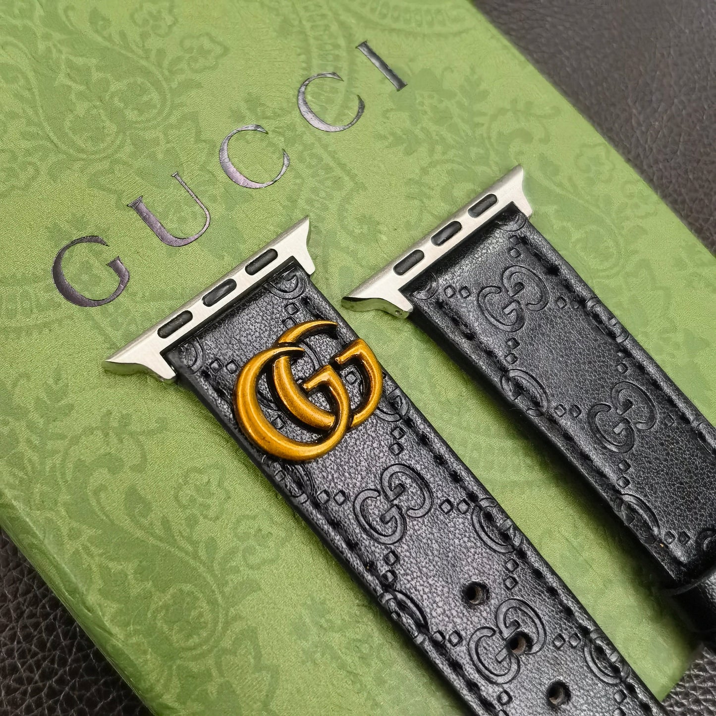 Leather GG Watch Band Black-YH24422