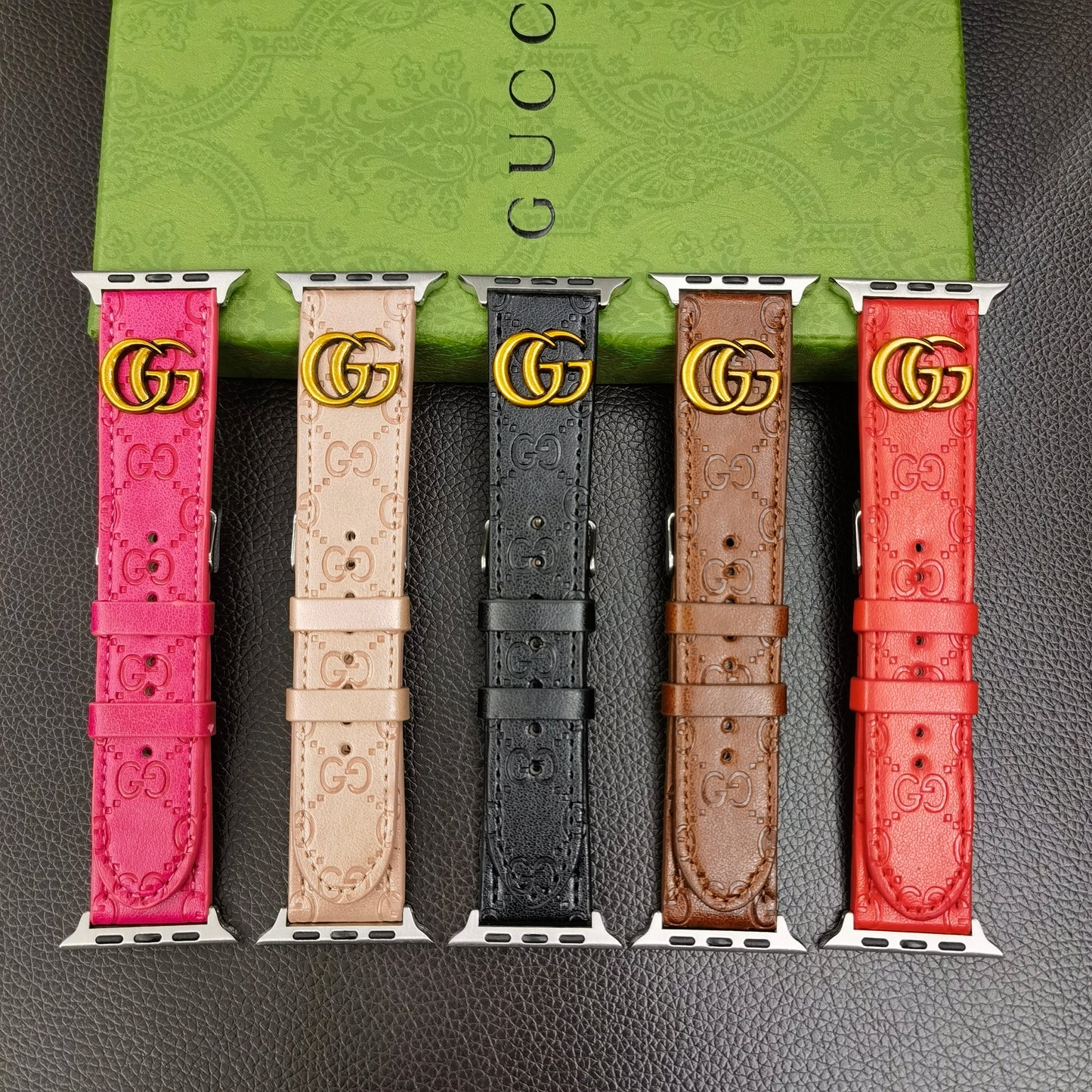 Leather GG Watch Band Black-YH24422
