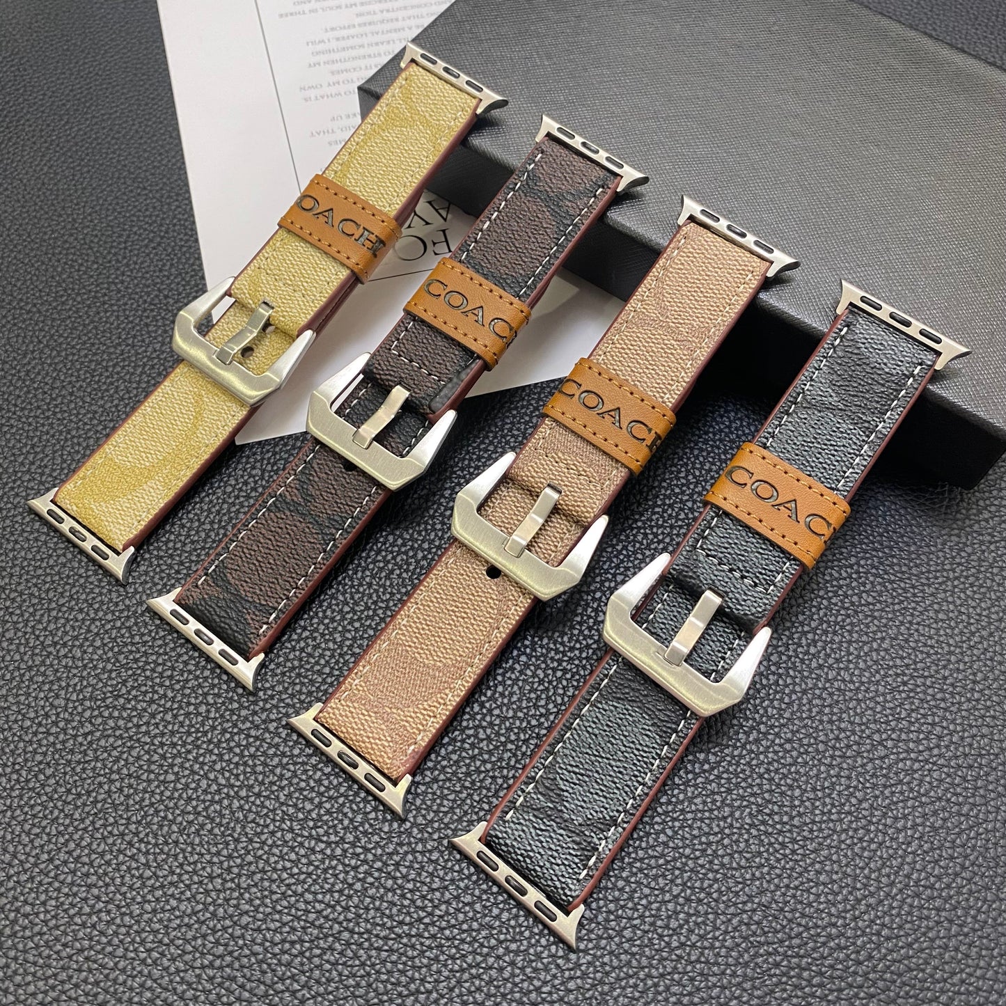 Leather Coach Watch Band Dark brown-YHK244221710
