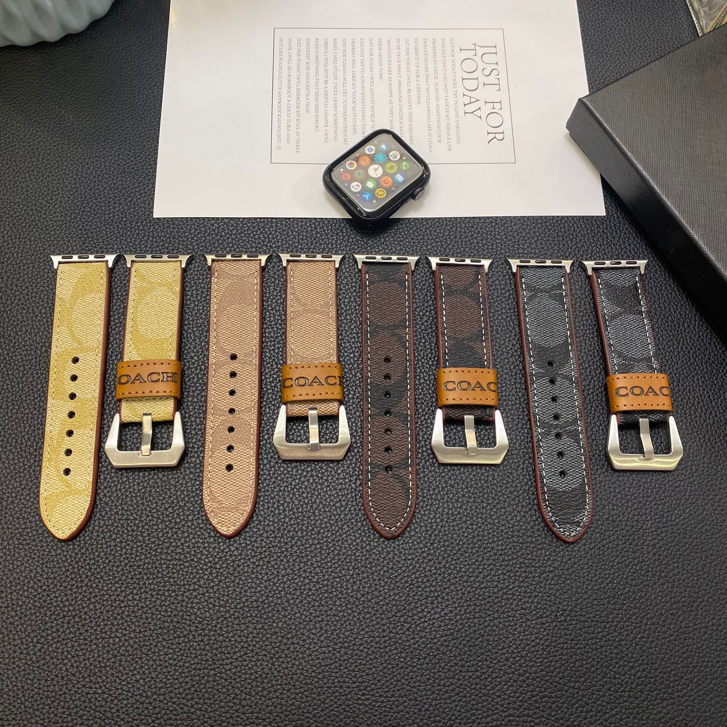 Leather Coach Watch Band Dark brown-YHK244221710