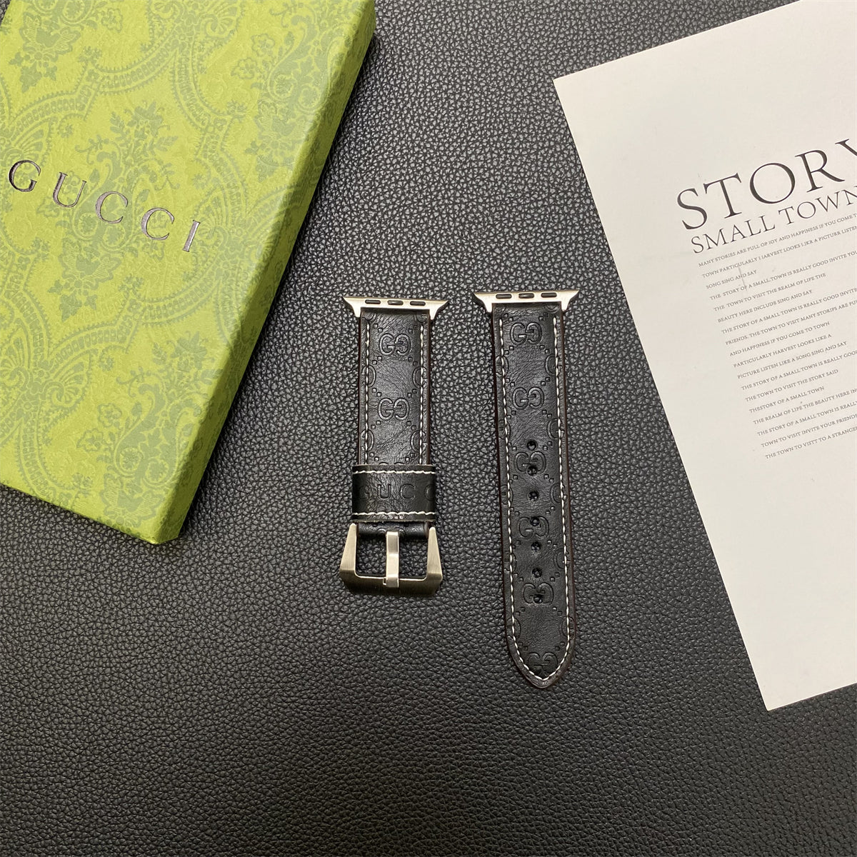 GG Watch Band Leather Black-SW24422