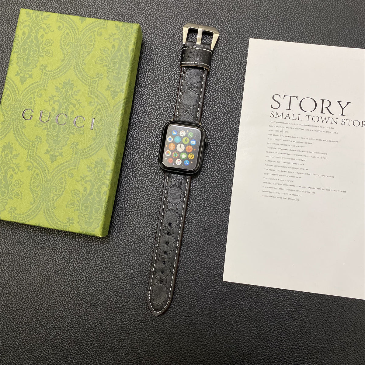 GG Watch Band Leather Black-SW24422