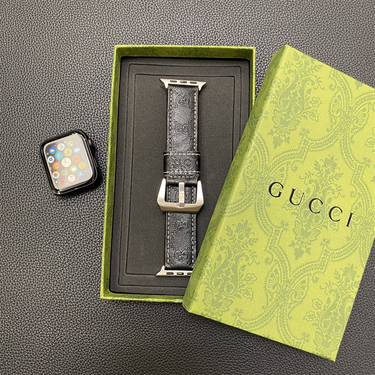 GG Watch Band Leather Black-SW24422