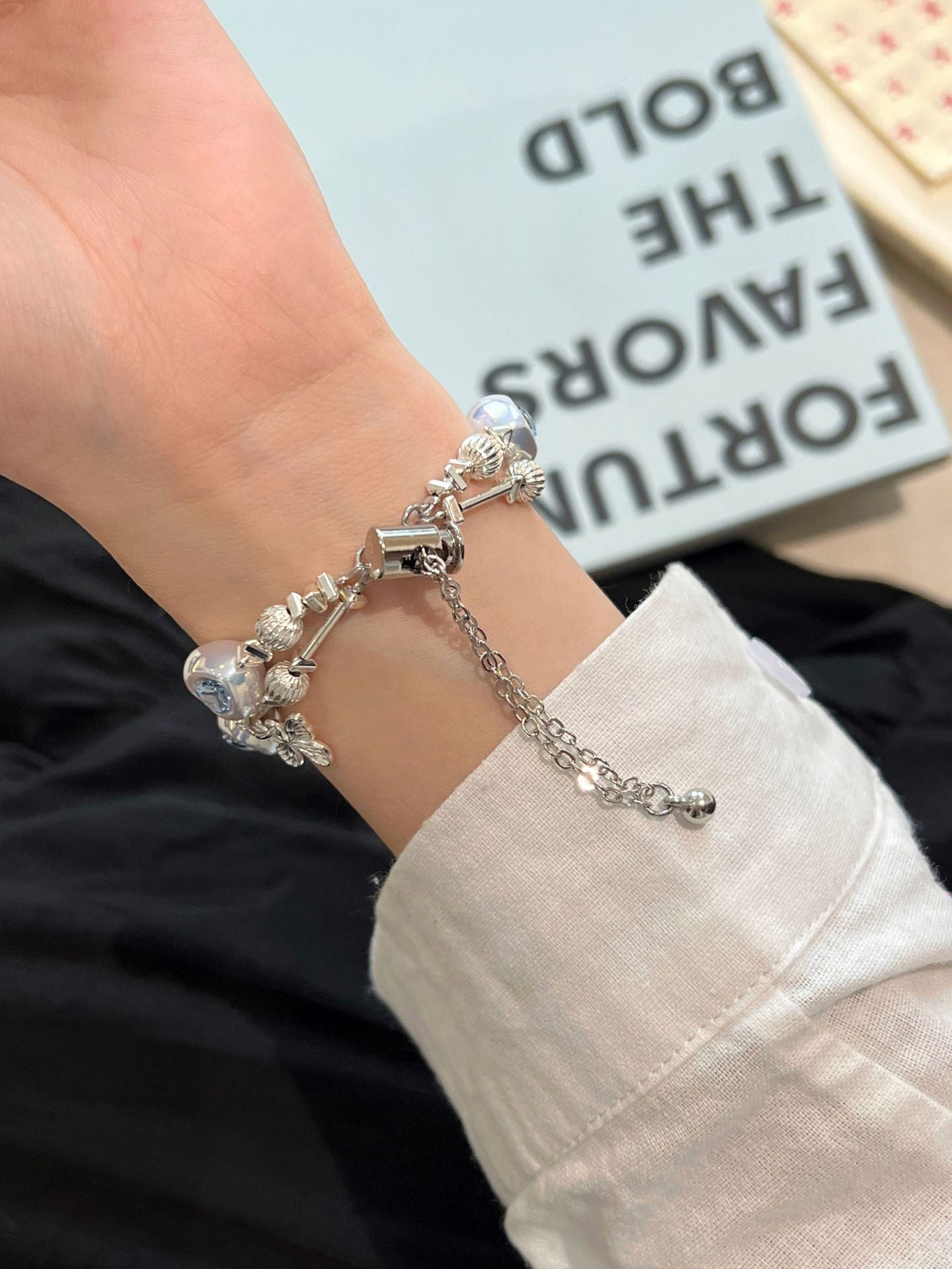 Heart Diamond Butterfly Metal Zipper Watch Band