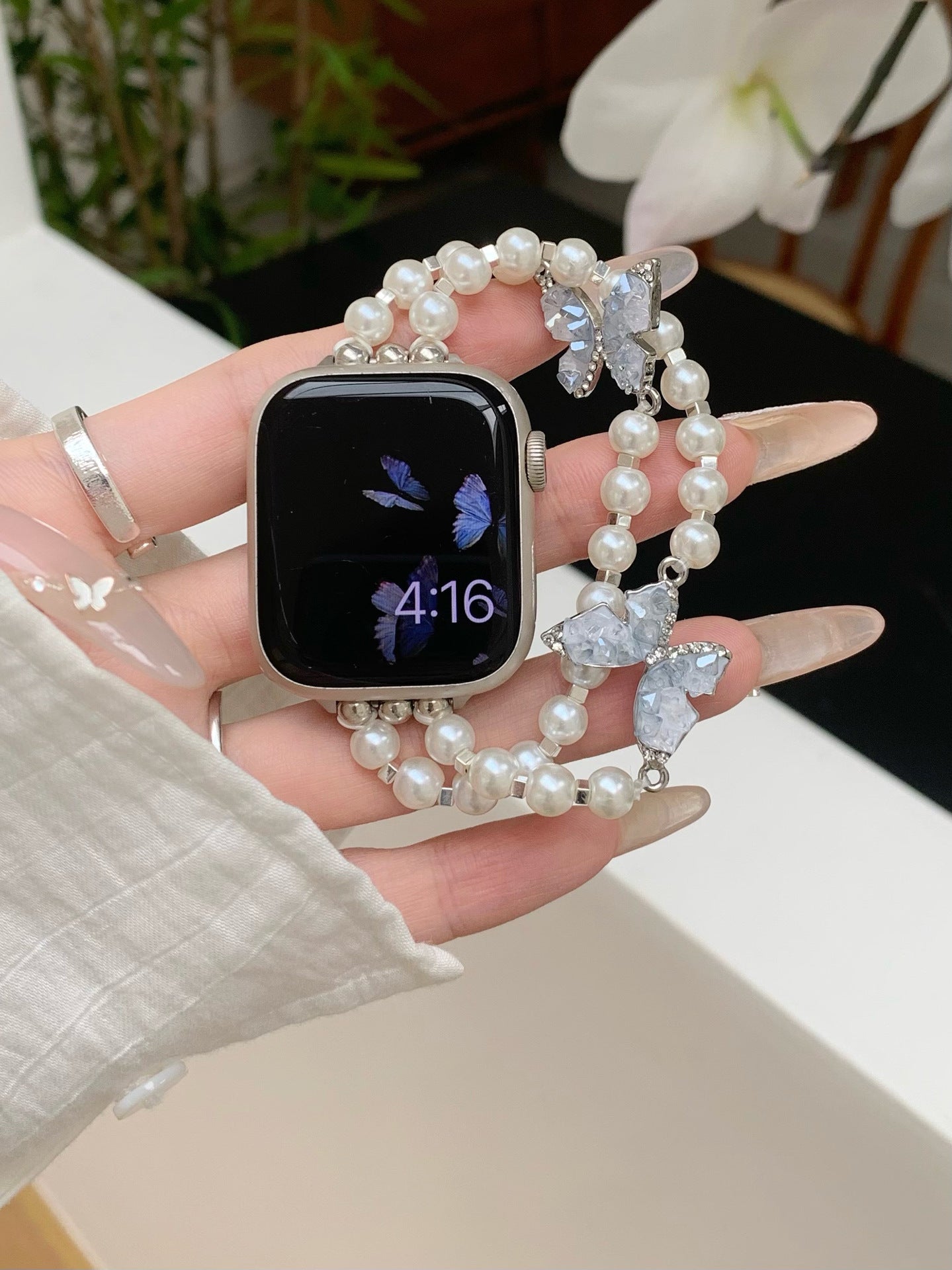 Crystal Butterfly Chain Watch Band