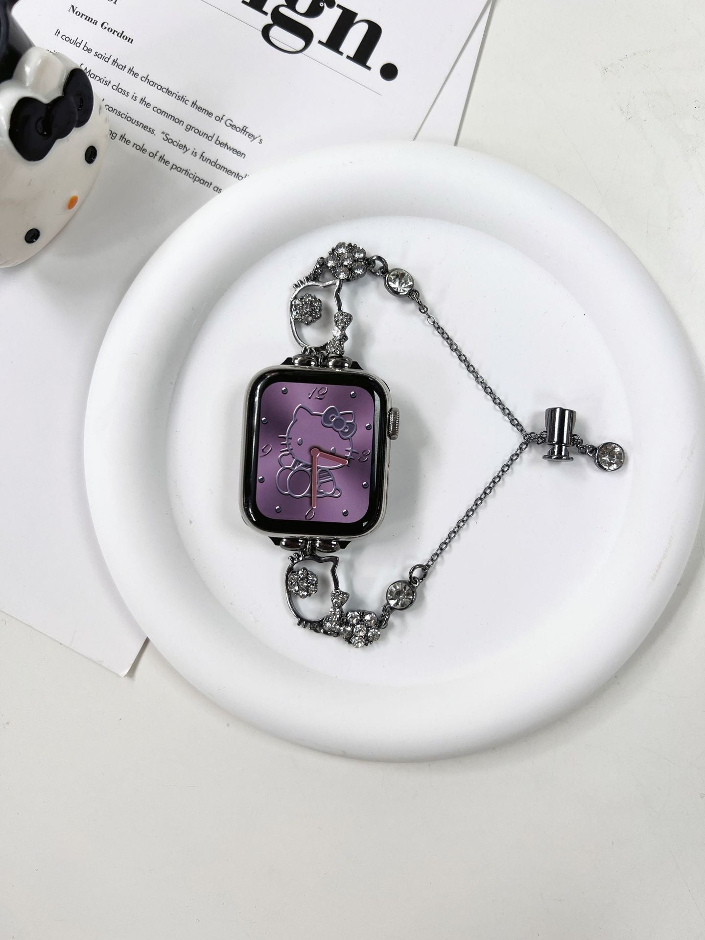 Metal Flash Diamond Kitty Watch Band