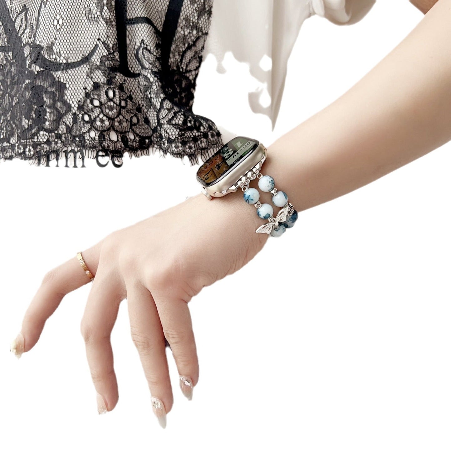 Blue and white porcelain butterfly bracelet Watch Band