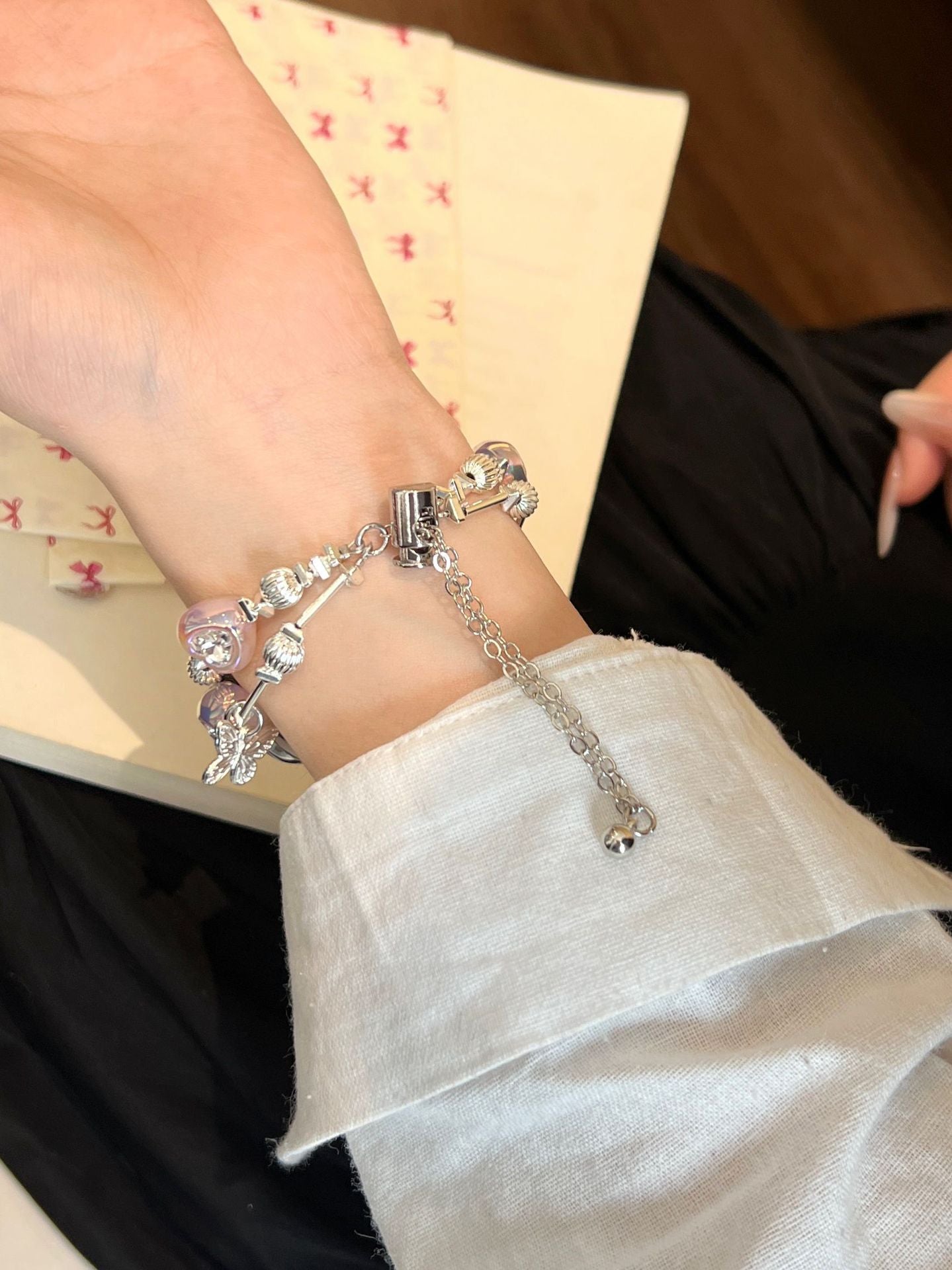 Heart Diamond Butterfly Metal Zipper Watch Band