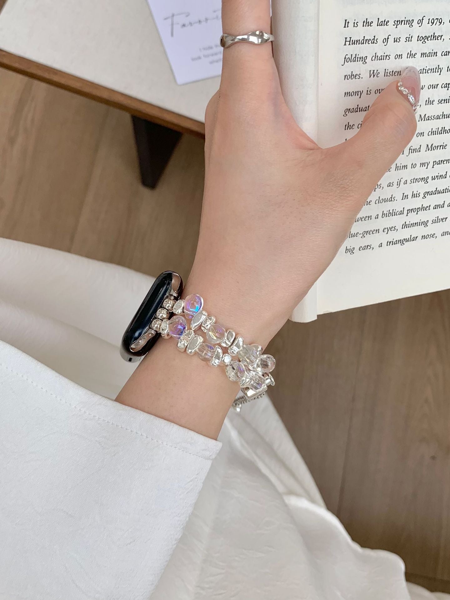 Transparent Irregular Beaded Watch Band