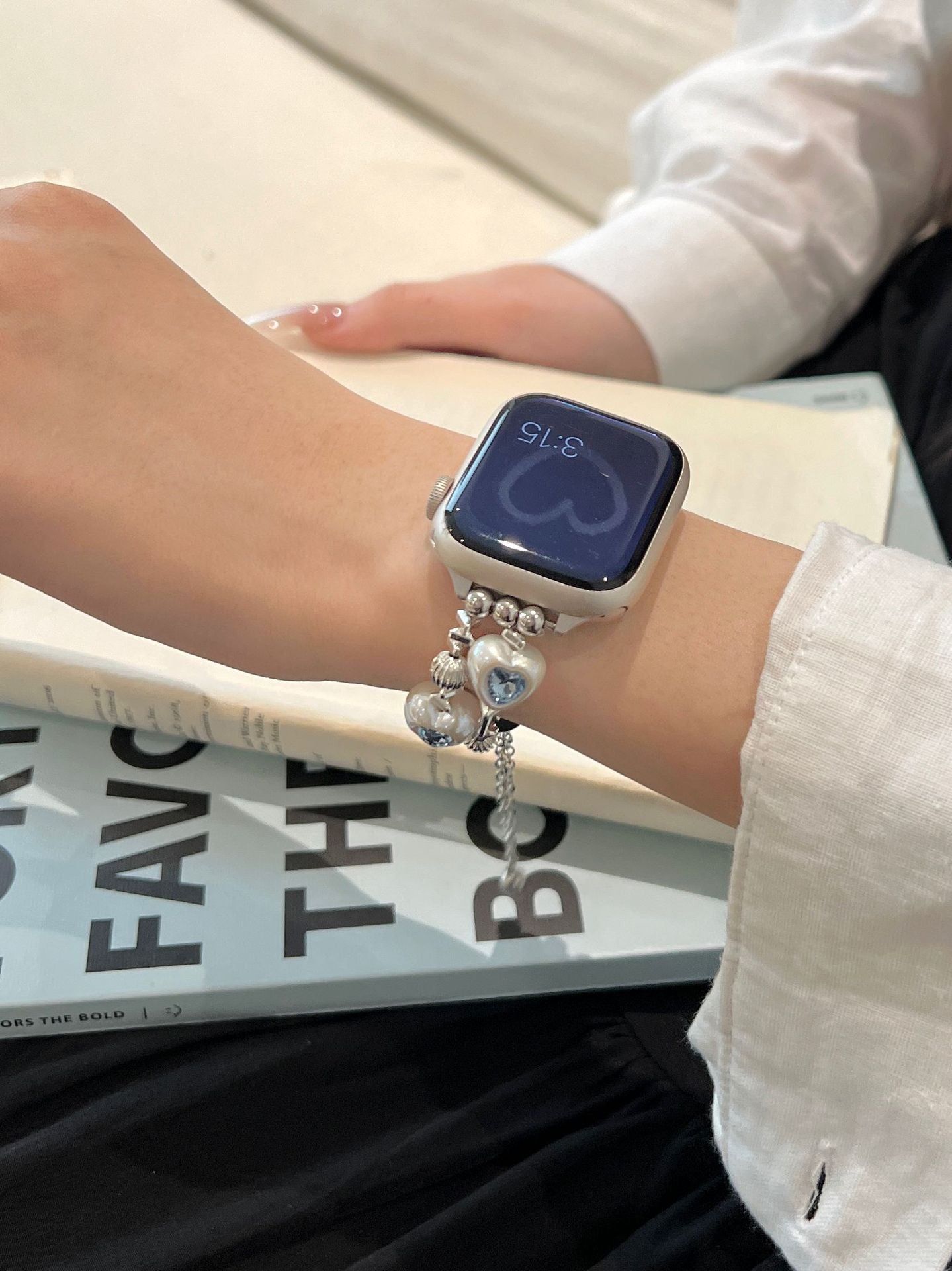 Heart Diamond Butterfly Metal Zipper Watch Band