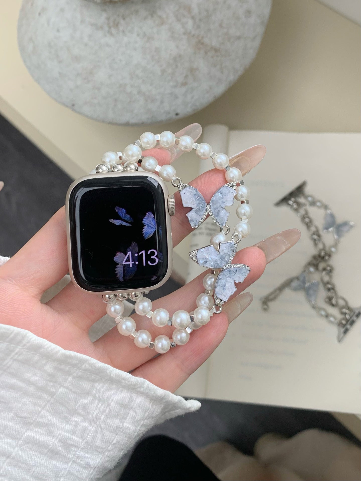 Crystal Butterfly Chain Watch Band