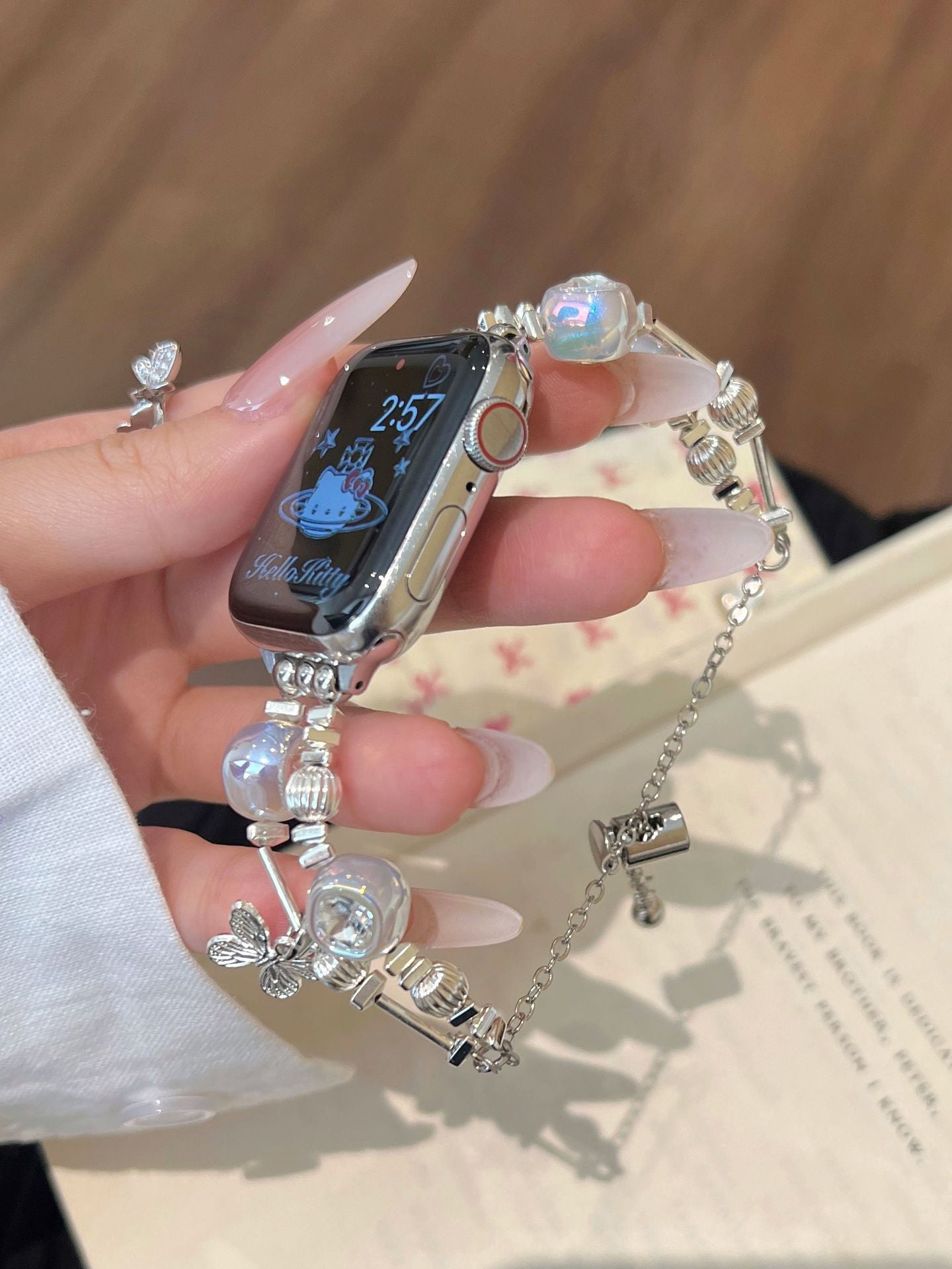 Heart Diamond Butterfly Metal Zipper Watch Band
