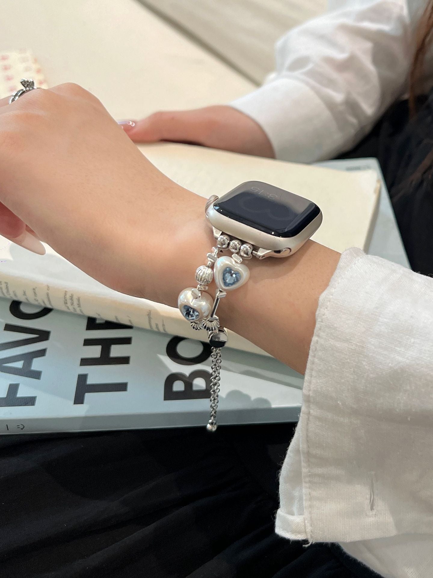 Heart Diamond Butterfly Metal Zipper Watch Band
