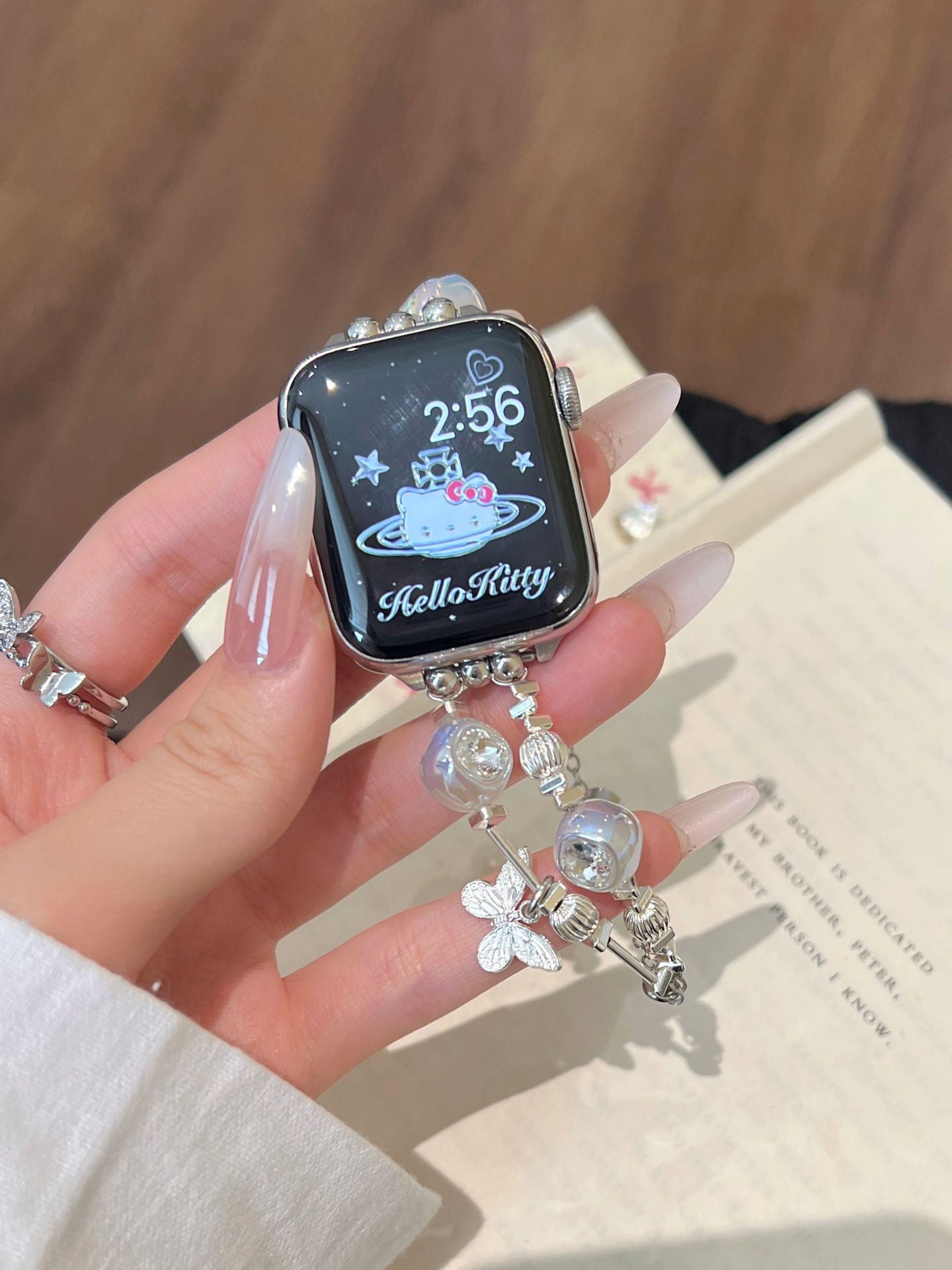 Heart Diamond Butterfly Metal Zipper Watch Band