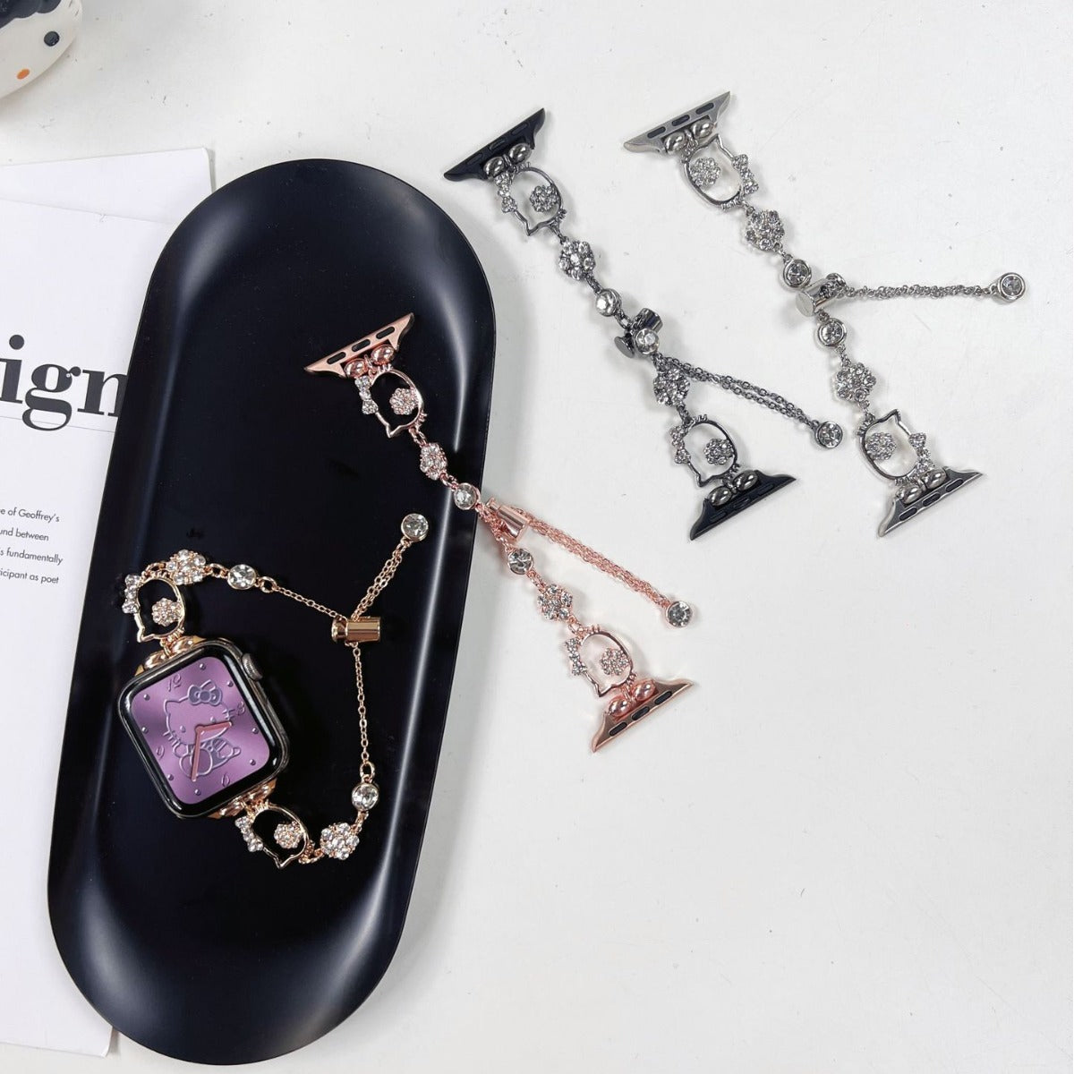 Metal Flash Diamond Kitty Watch Band