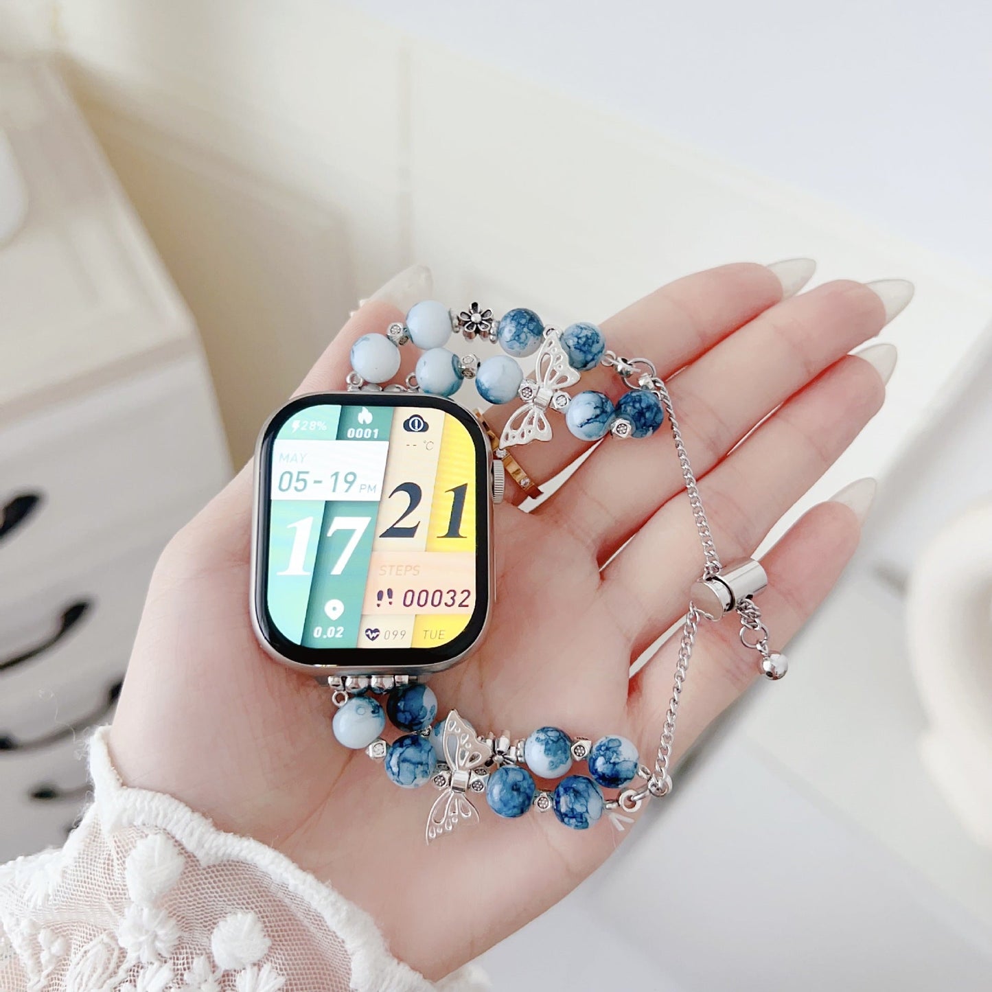 Blue and white porcelain butterfly bracelet Watch Band