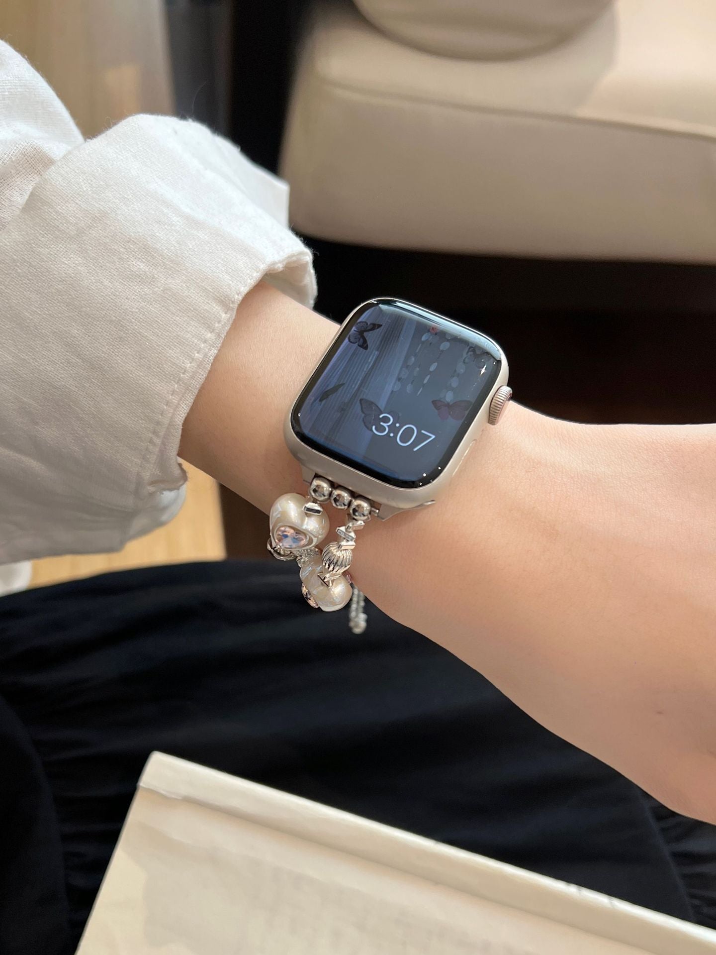Heart Diamond Butterfly Metal Zipper Watch Band