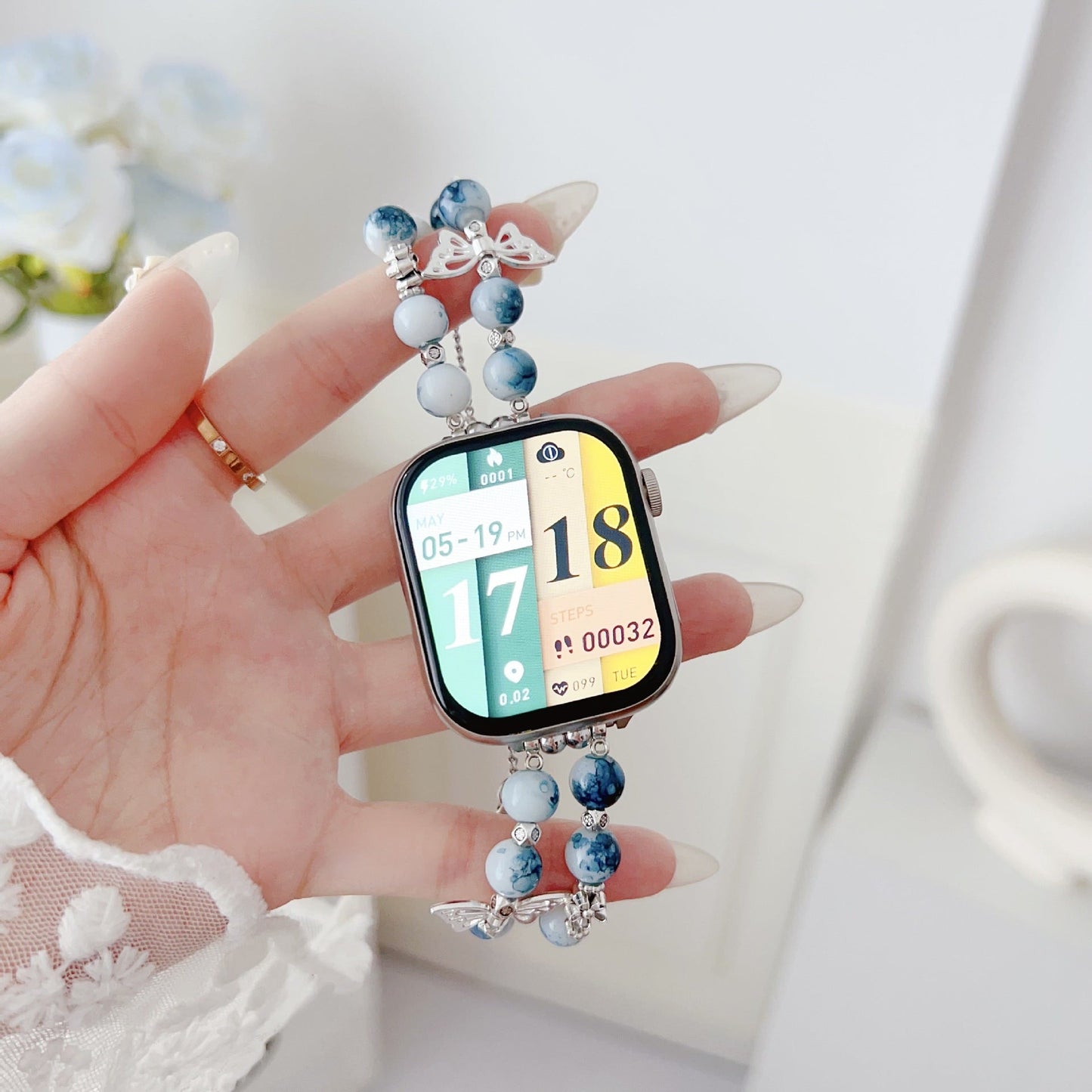 Blue and white porcelain butterfly bracelet Watch Band