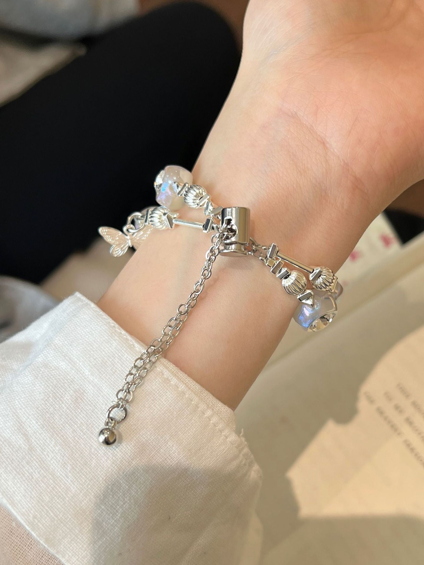 Heart Diamond Butterfly Metal Zipper Watch Band