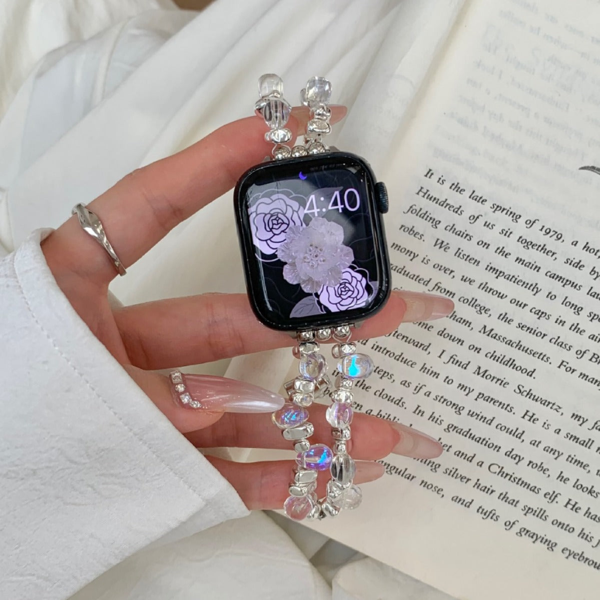 Transparent Irregular Beaded Watch Band