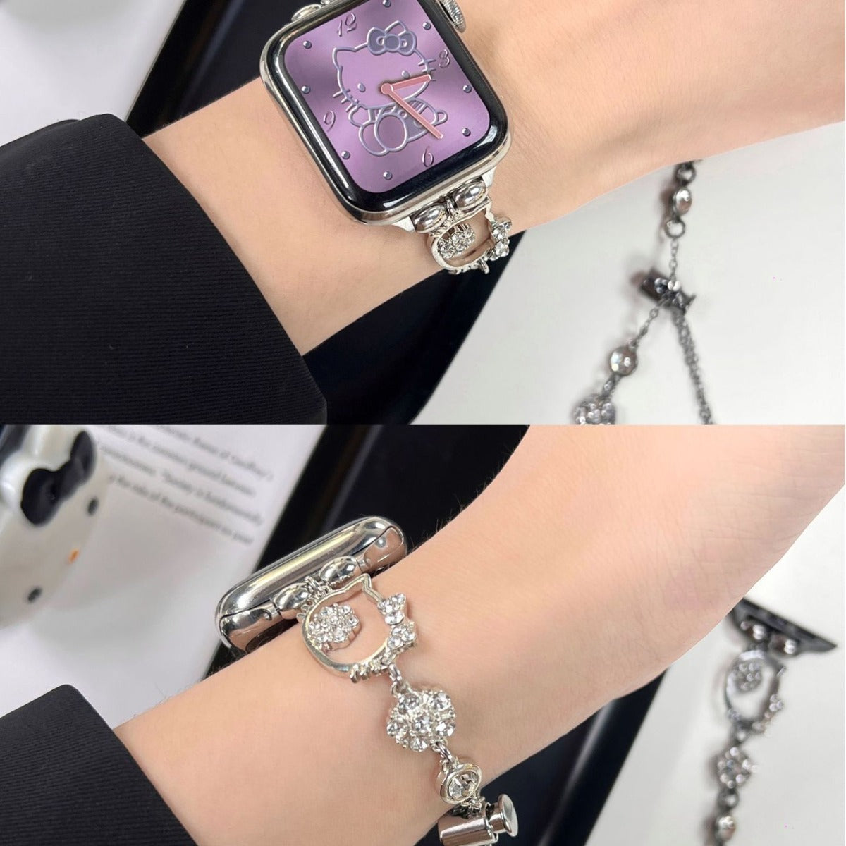 Metal Flash Diamond Kitty Watch Band