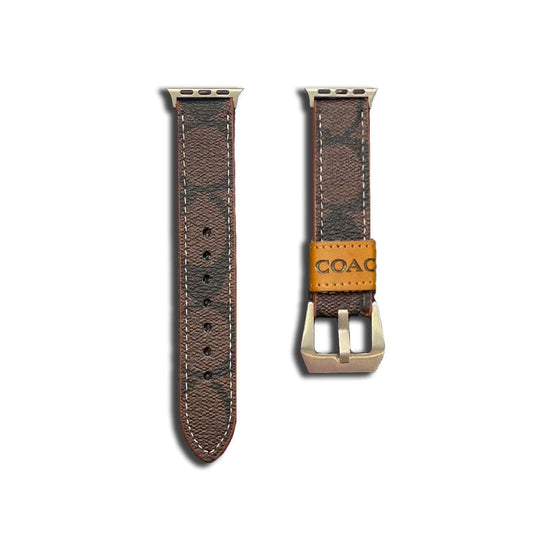 Leather Coach Watch Band Dark brown-YHK244221710