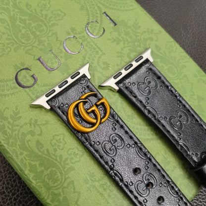 Leather GG Watch Band Black-YH24422