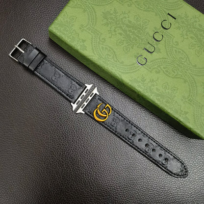 Leather GG Watch Band Black-YH24422
