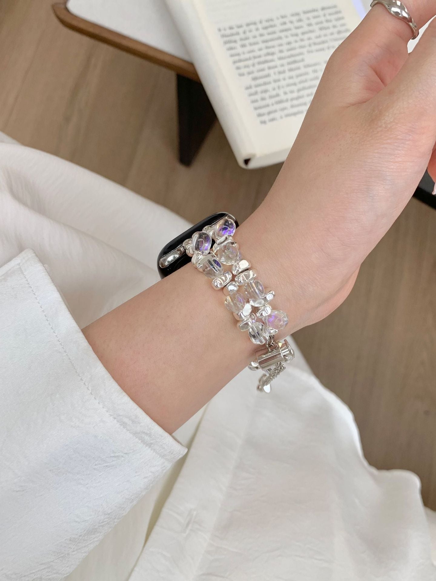 Transparent Irregular Beaded Watch Band
