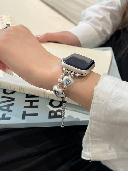 Heart Diamond Butterfly Metal Zipper Watch Band