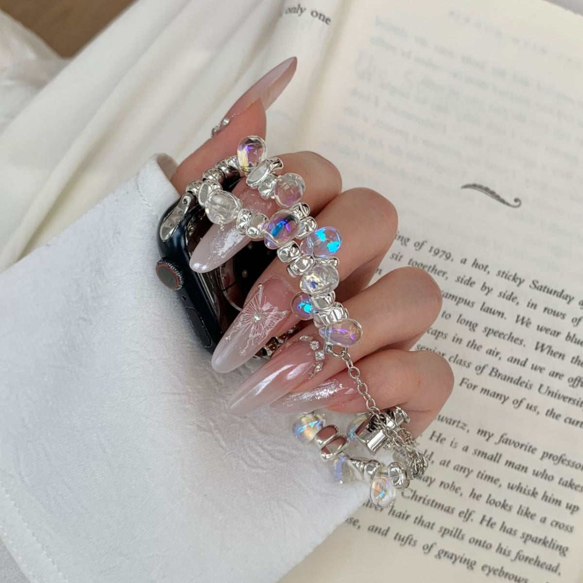 Transparent Irregular Beaded Watch Band