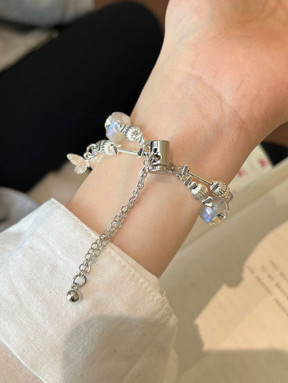 Heart Diamond Butterfly Metal Zipper Watch Band